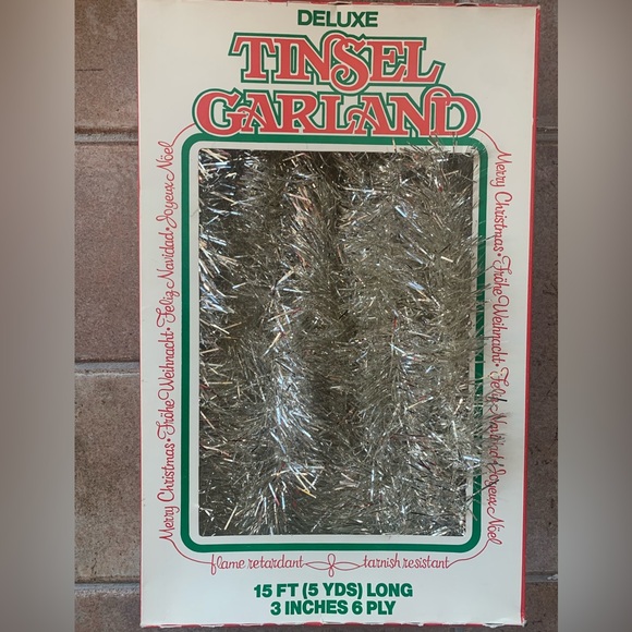 Vtg FC Young Deluxe Tinsel Garland Silver Christmas Decor 15' x 3” USA Lot Of 3 - Picture 3 of 3